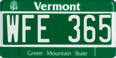 VT license plate WFE365
