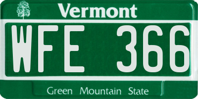 VT license plate WFE366