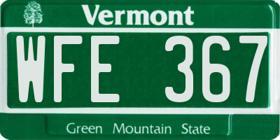 VT license plate WFE367