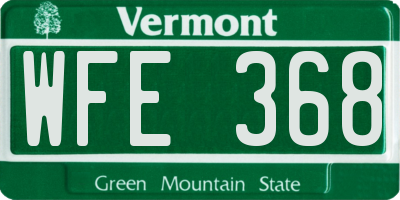 VT license plate WFE368