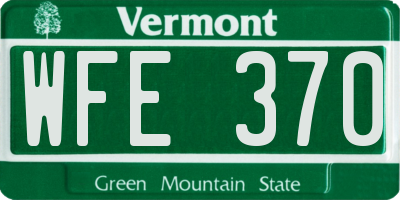 VT license plate WFE370