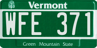 VT license plate WFE371