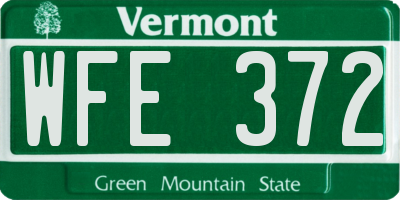 VT license plate WFE372
