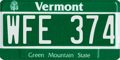 VT license plate WFE374