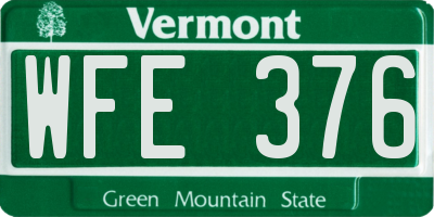 VT license plate WFE376