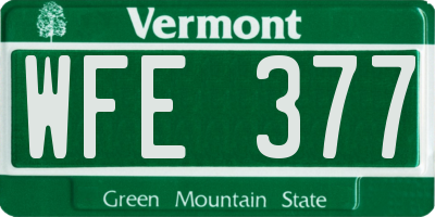VT license plate WFE377