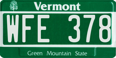 VT license plate WFE378