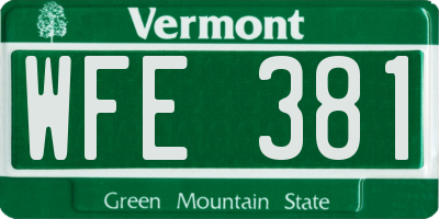 VT license plate WFE381