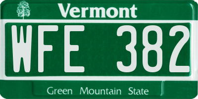 VT license plate WFE382