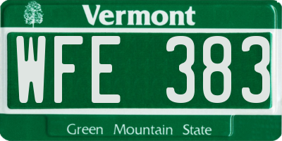 VT license plate WFE383