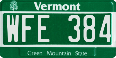 VT license plate WFE384