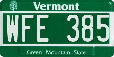 VT license plate WFE385