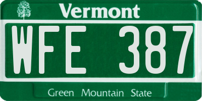 VT license plate WFE387