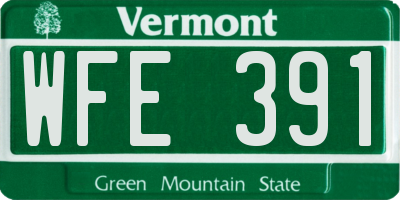 VT license plate WFE391