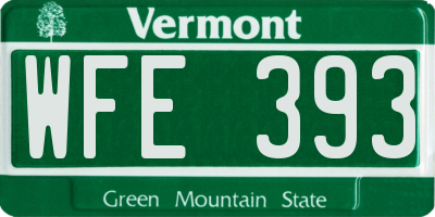VT license plate WFE393