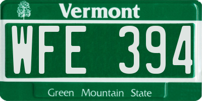 VT license plate WFE394