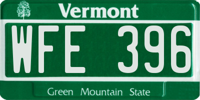 VT license plate WFE396