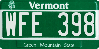 VT license plate WFE398
