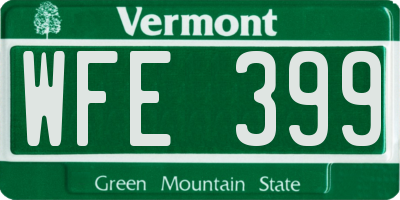 VT license plate WFE399