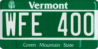 VT license plate WFE400