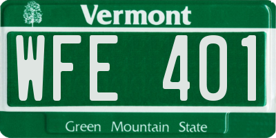 VT license plate WFE401