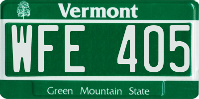 VT license plate WFE405