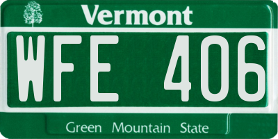 VT license plate WFE406