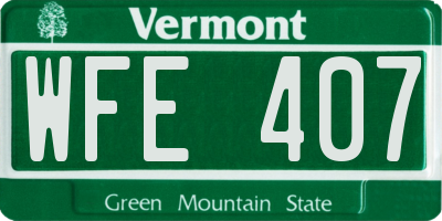 VT license plate WFE407