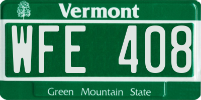 VT license plate WFE408
