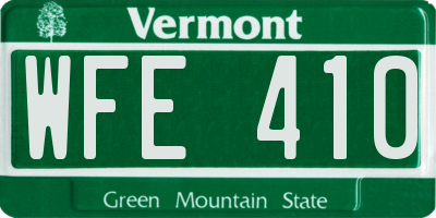 VT license plate WFE410