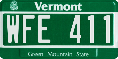 VT license plate WFE411
