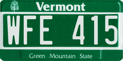VT license plate WFE415
