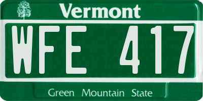 VT license plate WFE417