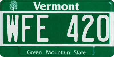 VT license plate WFE420