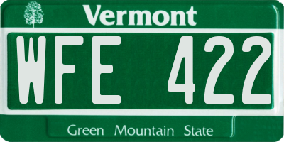 VT license plate WFE422
