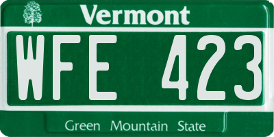 VT license plate WFE423