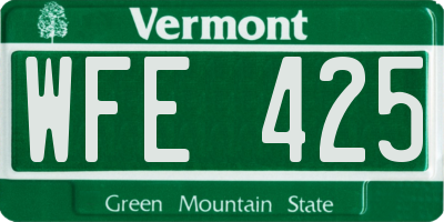 VT license plate WFE425