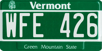 VT license plate WFE426
