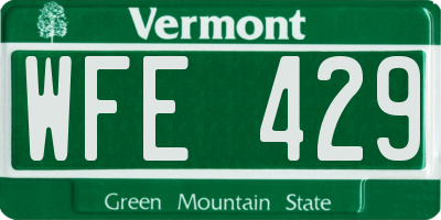 VT license plate WFE429