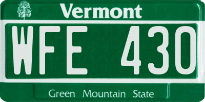 VT license plate WFE430