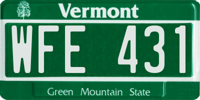 VT license plate WFE431