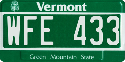 VT license plate WFE433