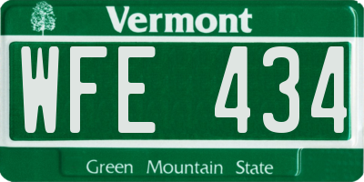VT license plate WFE434