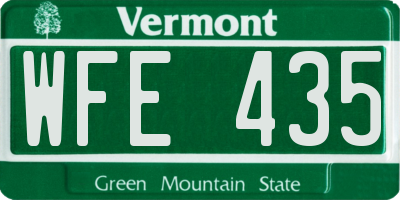 VT license plate WFE435