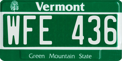 VT license plate WFE436