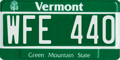 VT license plate WFE440
