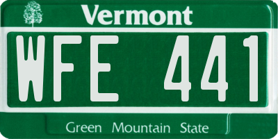 VT license plate WFE441