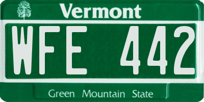 VT license plate WFE442