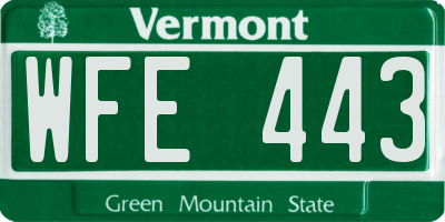 VT license plate WFE443