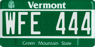 VT license plate WFE444